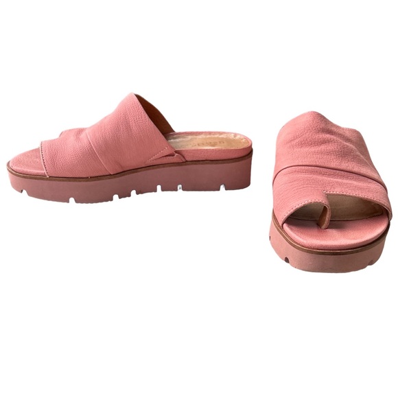 Gentle Souls by Kenneth Cole Pink Leather Toe Thong Platform Slides Sandals  6.5 - Picture 4 of 14